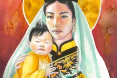 Our Lady of China, watercolor and colored pencil