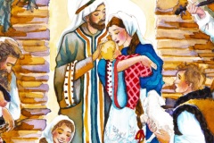 Adoration of the Shepherds (detail) – watercolor