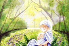 Woodland Madonna (Our Lady of La Leche), watercolor