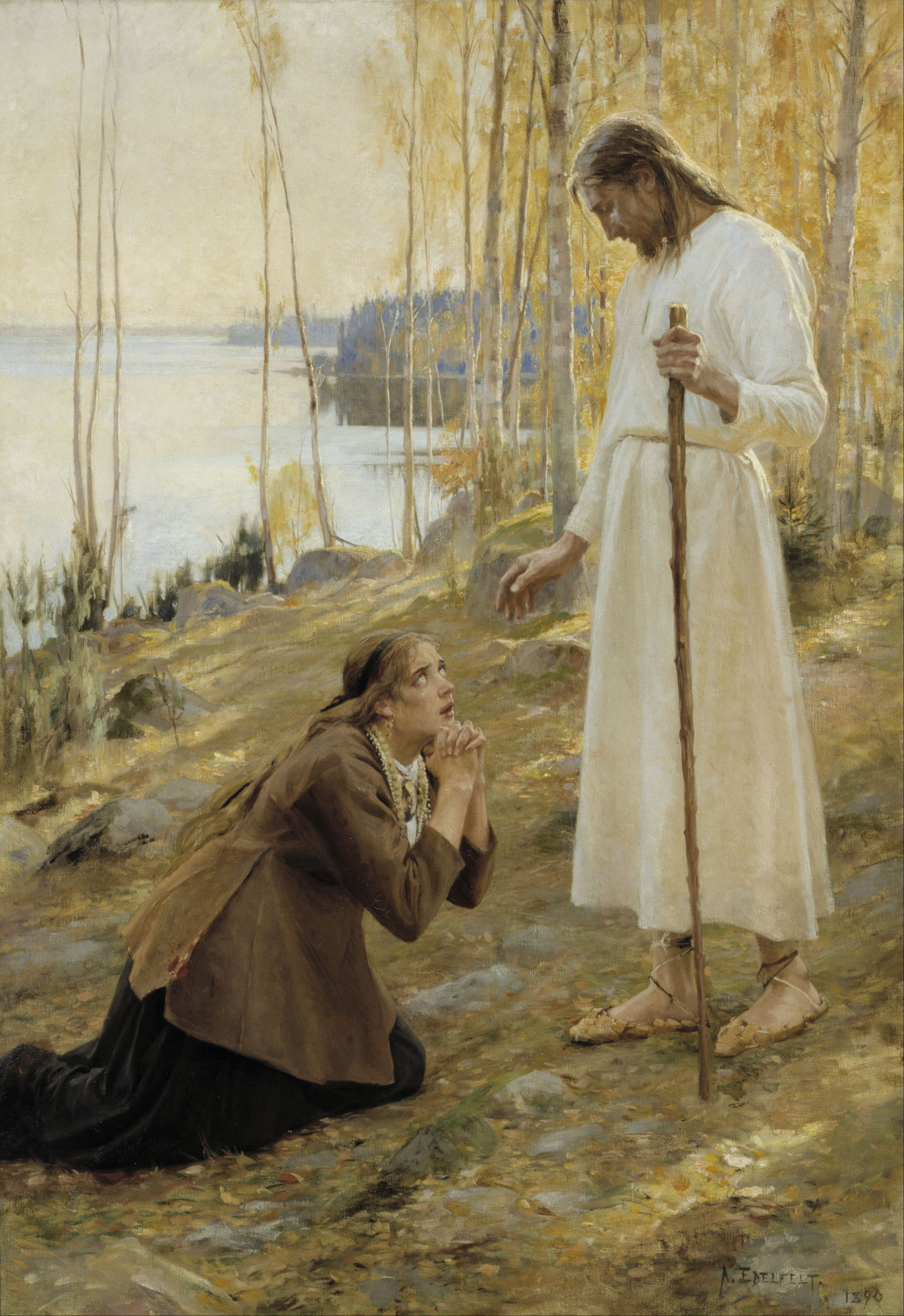 Albert Edelfelt's Easter painting "Christ and Mary Magdalene, a Finnish Legend" (1890).