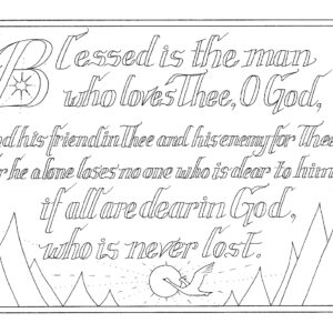 "All are Dear in God, Who is Never Lost" - PDF calligraphy coloring page