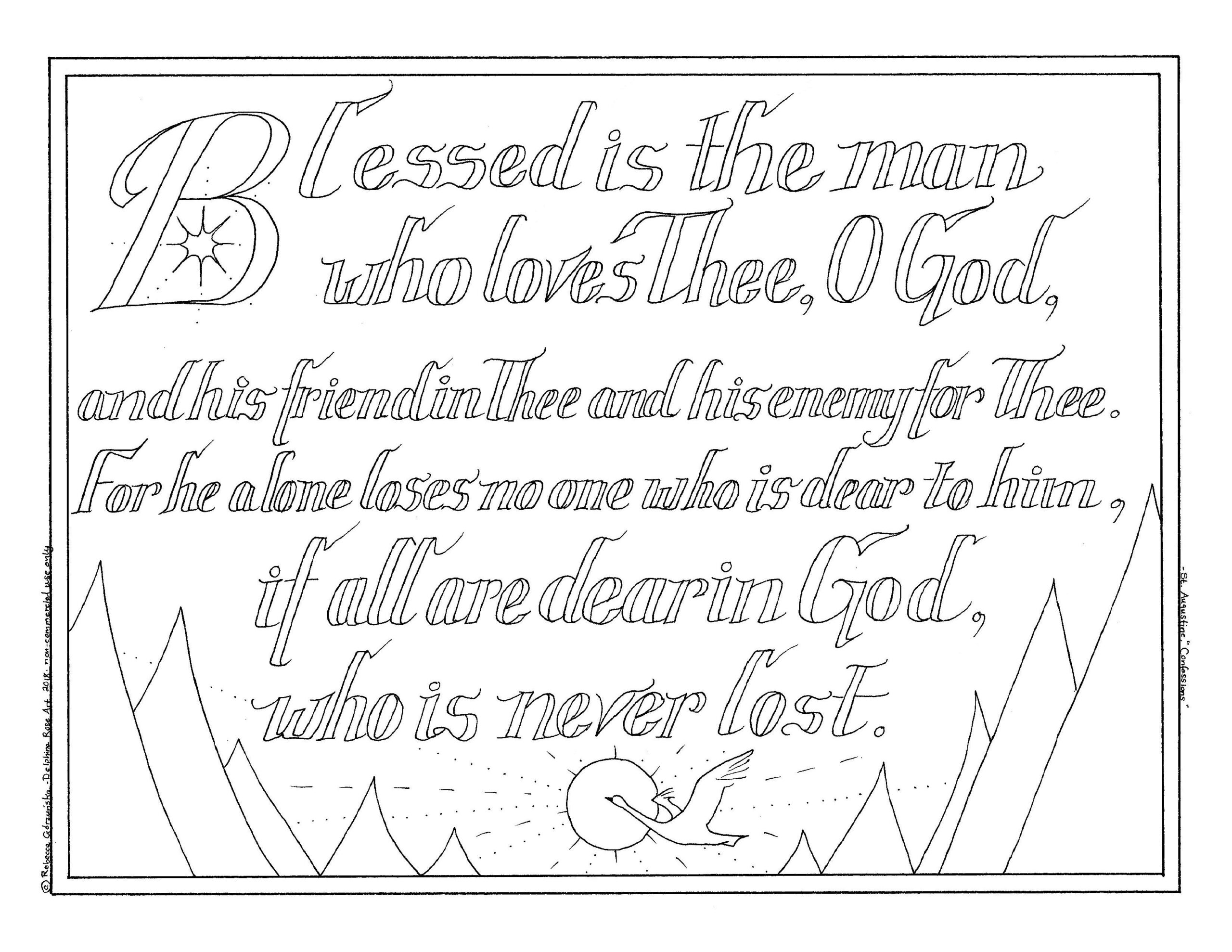 "All are Dear in God, Who is Never Lost" - PDF calligraphy coloring page
