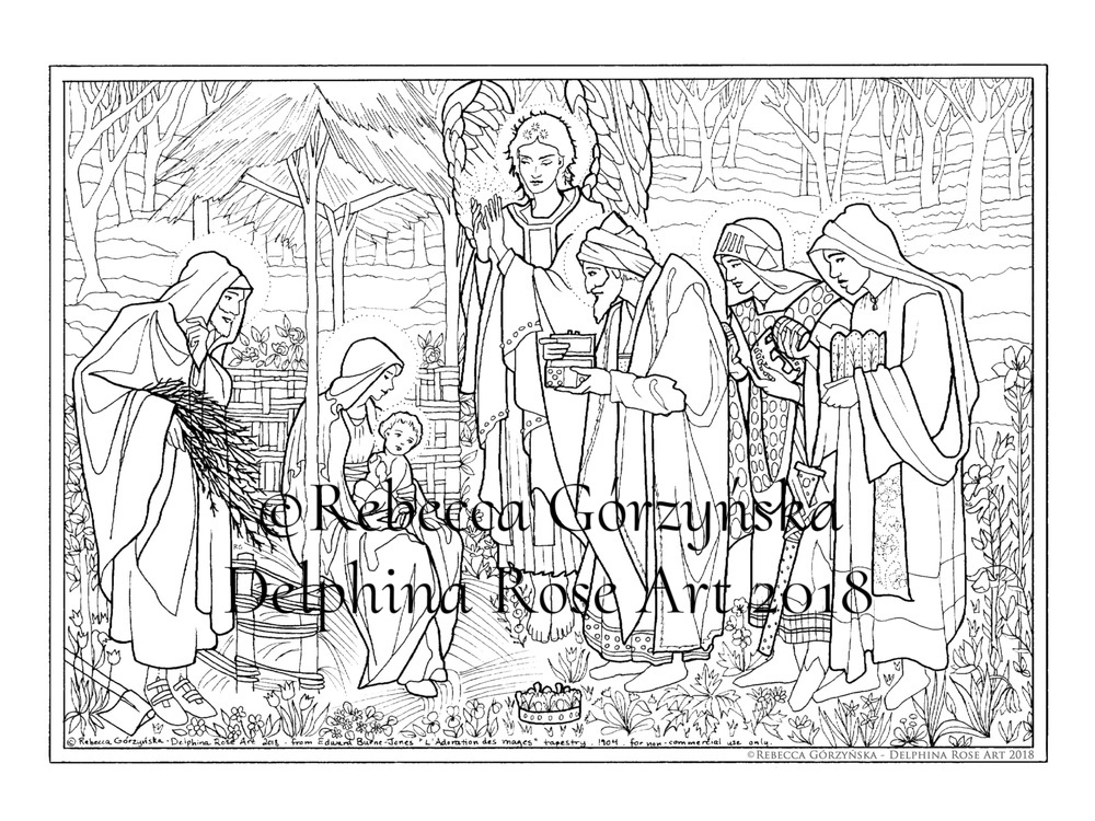 Burne-Jones - Adoration of the Magi coloring page