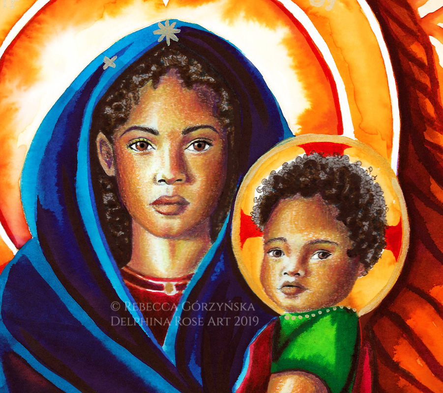 black Madonna and child face close ups