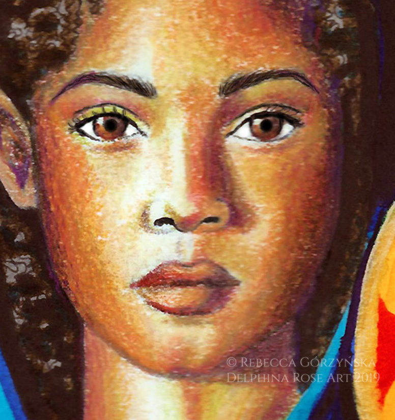 colored pencil portrait beautiful black woman