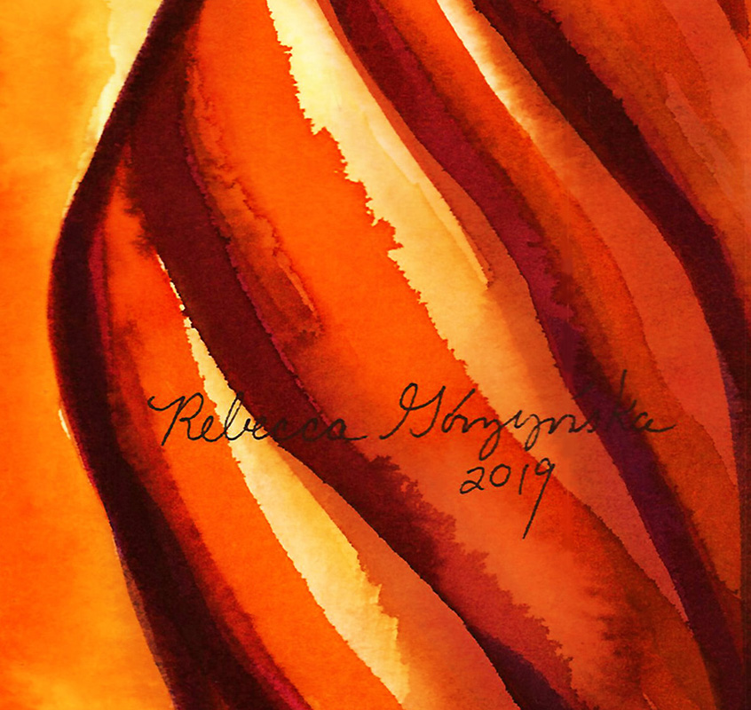 detail watercolor orange desert rocks