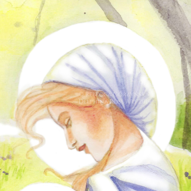watercolor beautiful blonde lady halo