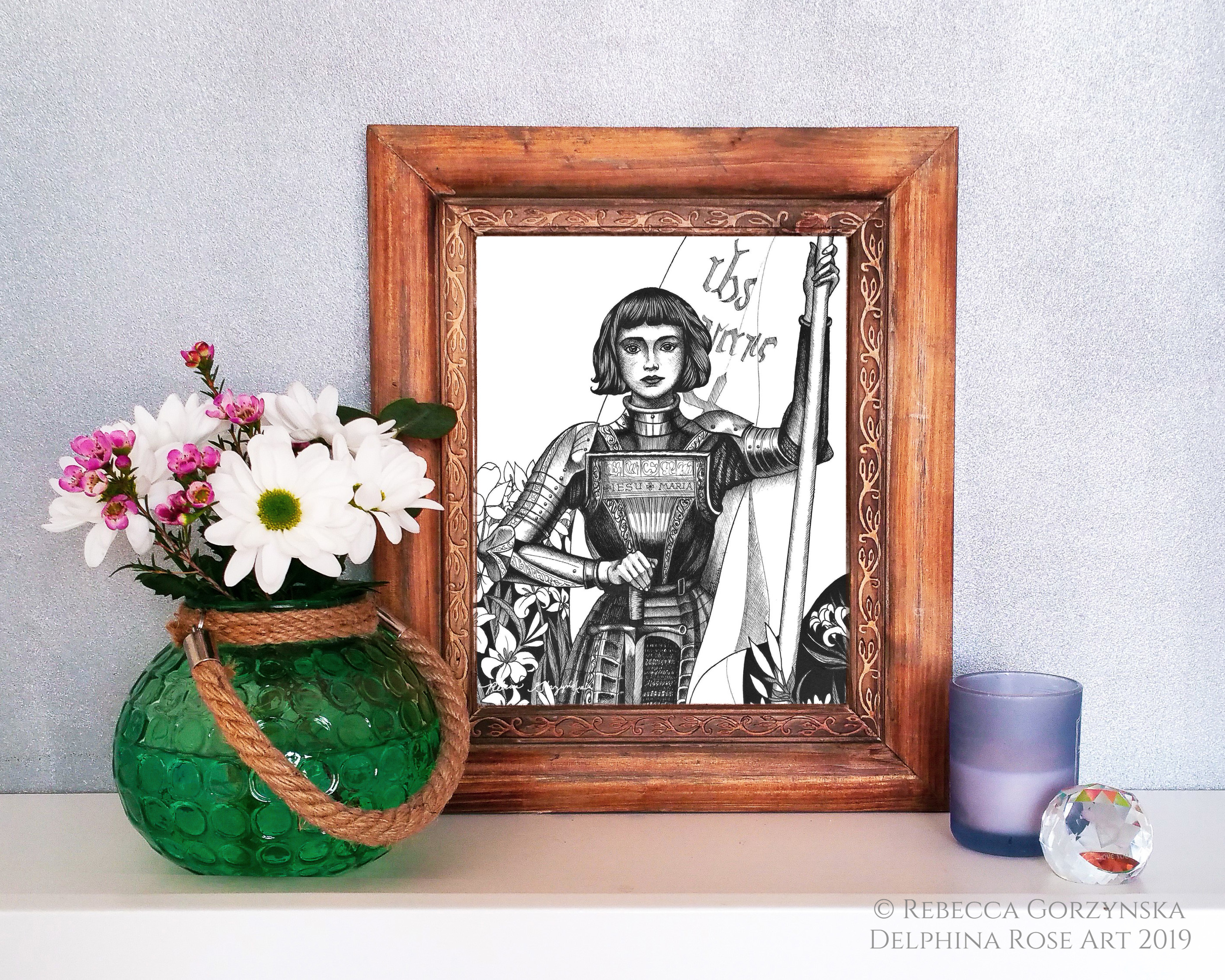 black ink joan of arc brown frame