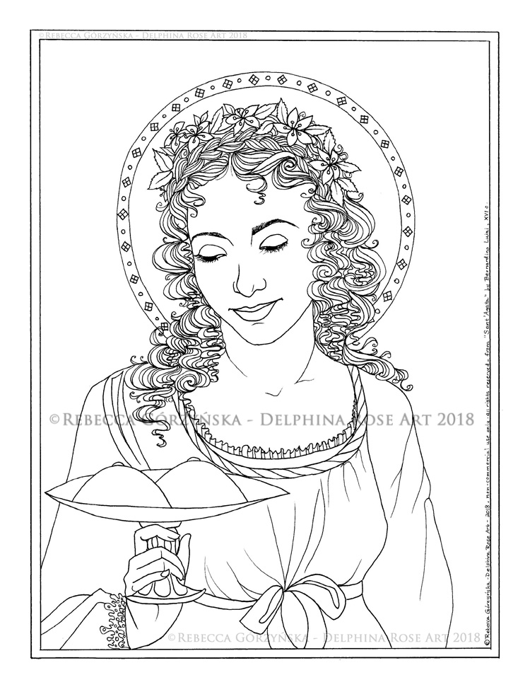 line art coloring page Saint Agatha