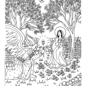 line art coloring page Annunciation