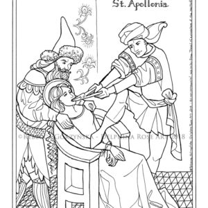 line art coloring page Saint Apollonia