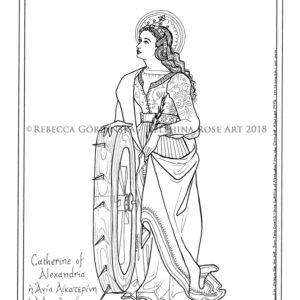 line art coloring page Saint Catherine of Alexandria