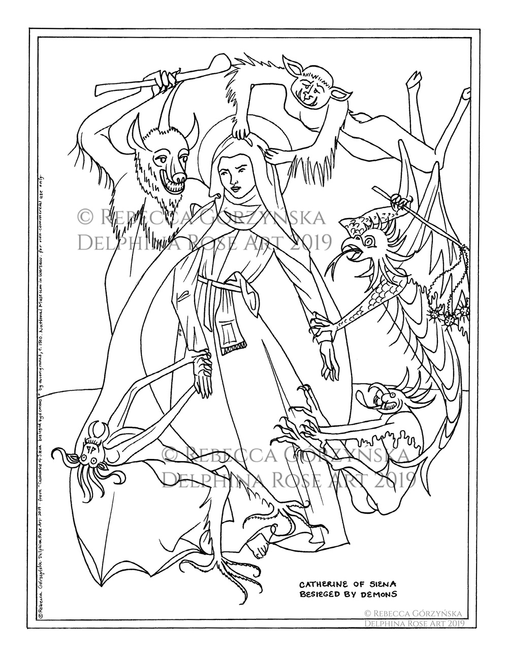 St. Catherine of Siena Besieged by Demons coloring page
