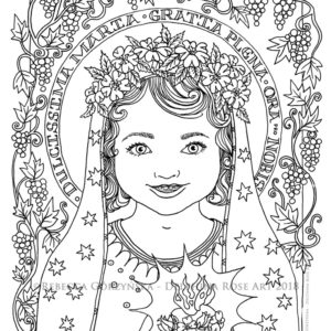 line art coloring page child Mary