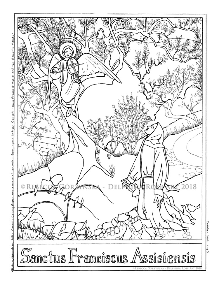 line art coloring page Saint Francis of Assisi