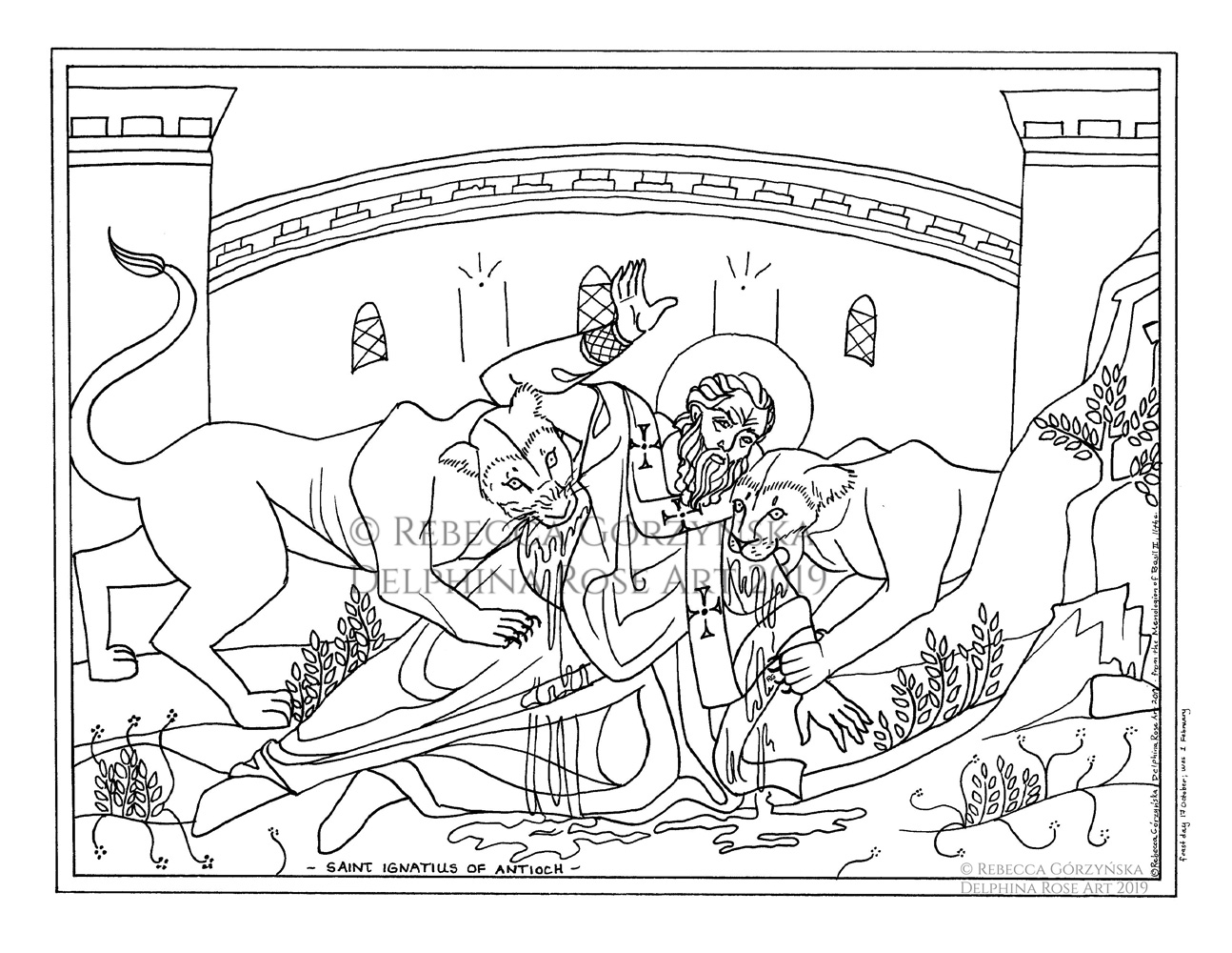 line art coloring page Saint Ignatius