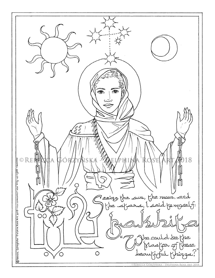 line art coloring page Josephine Bakhita