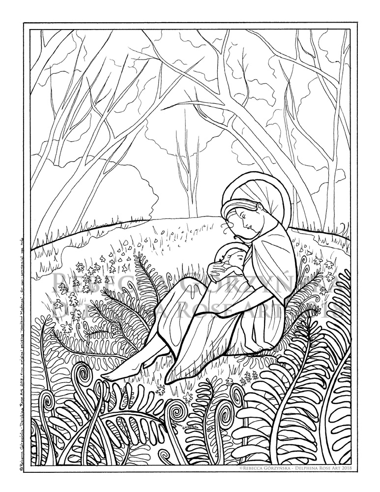 line art coloring page - Our Lady of Le Leche