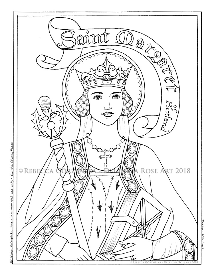 line art coloring page Margaret of Scotland