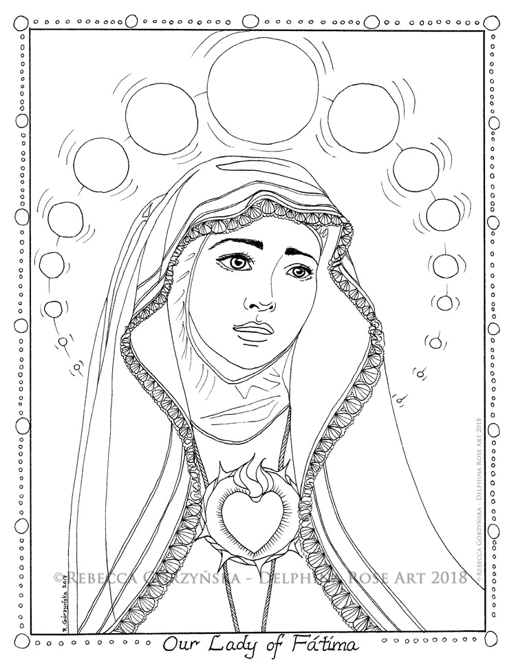 line art coloring page Fatima