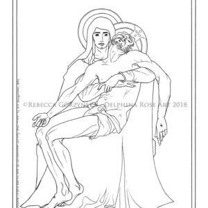 line art coloring page - Bouguereau Pieta