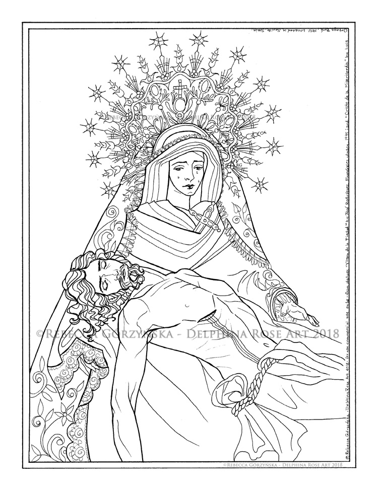 line art coloring page - Pieta