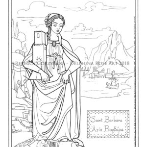 line art coloring page Saint Barbara