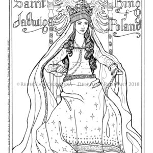 line art coloring page Saint Jadwiga of Poland