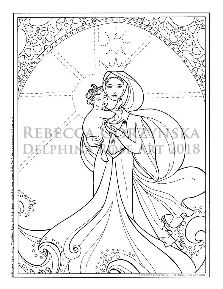 line art coloring page Stella Maris Star of the Sea