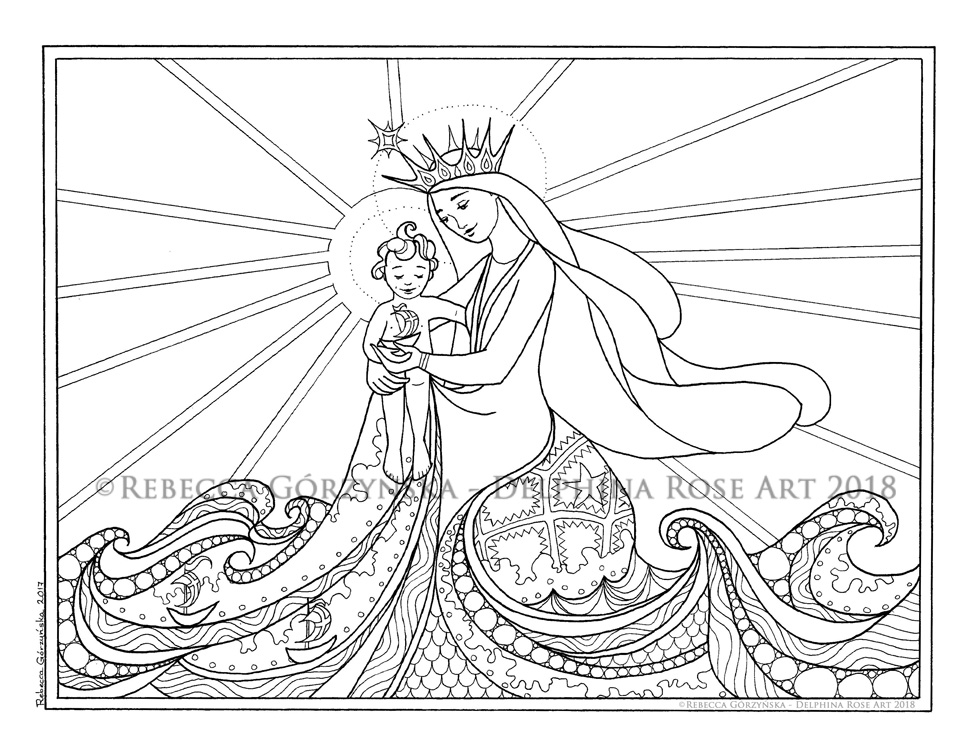 line art coloring page Stella Maris Star of the Sea 1