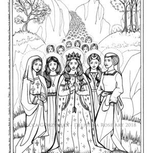 line art coloring page Saint Ursula and the 11,000 Virgins