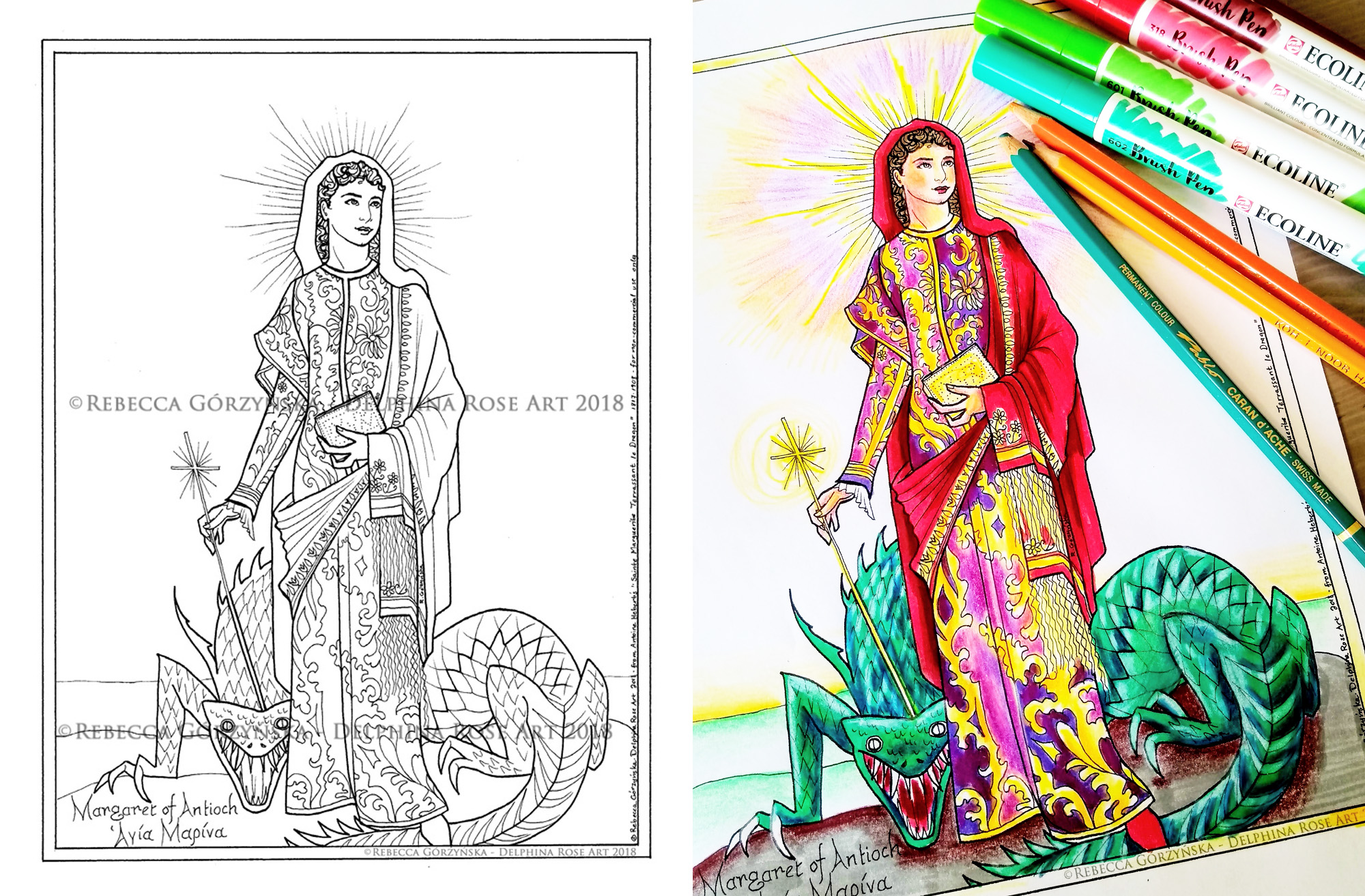 Coloring page of st Margaret of antioch
