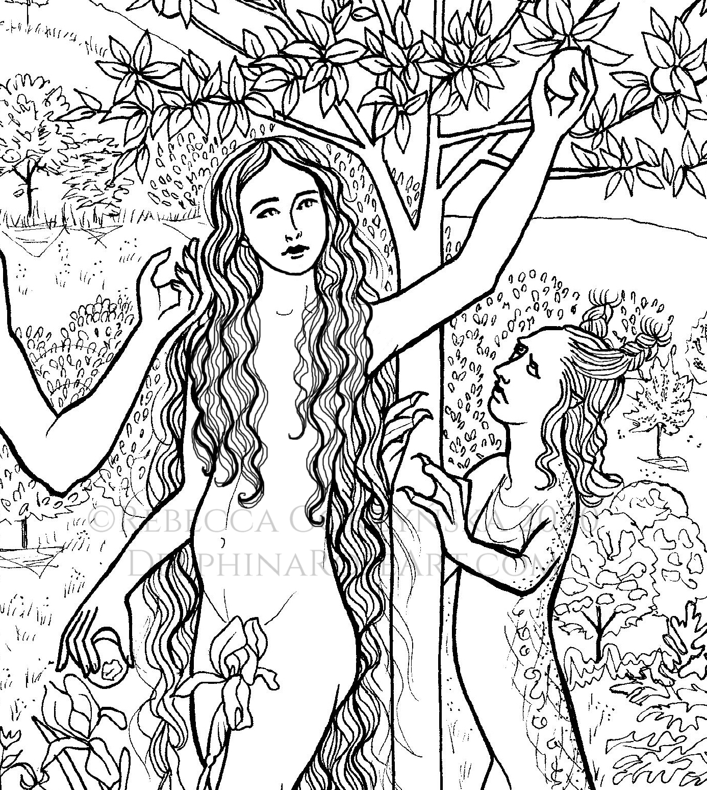 Adam and Eve coloring page Fall of Man van der Goes