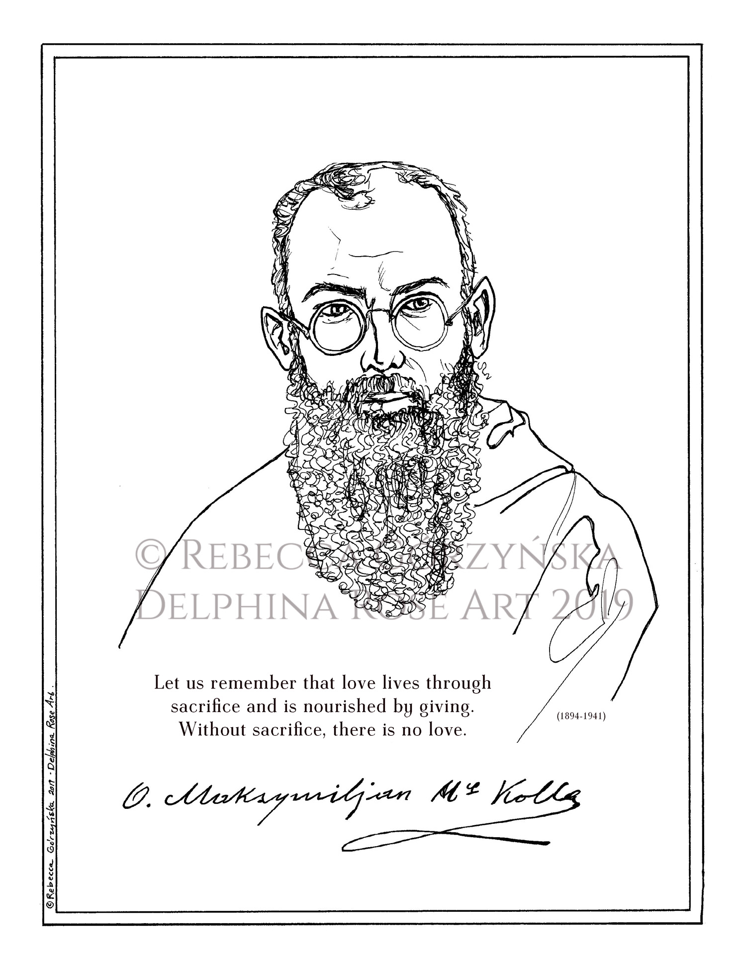 Coloring page Maximilian Kolbe
