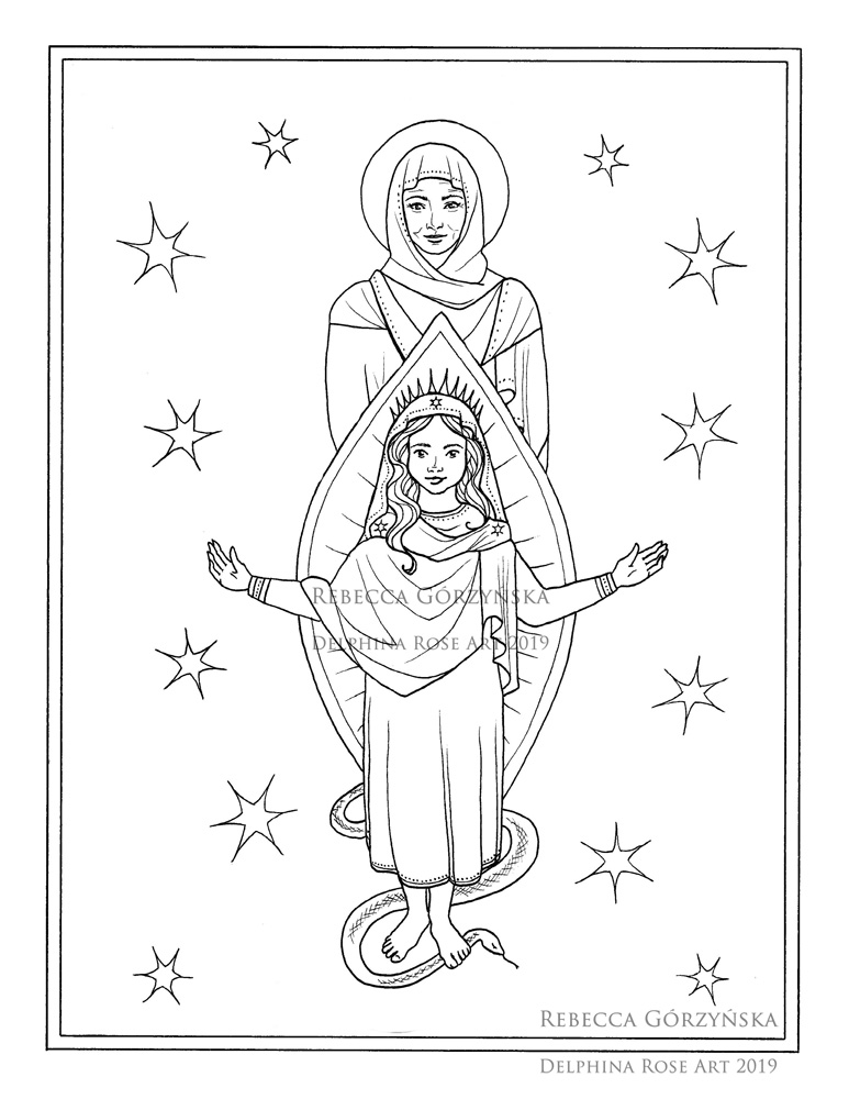 Immaculate Conception (St. Anne and the child Mary) coloring page
