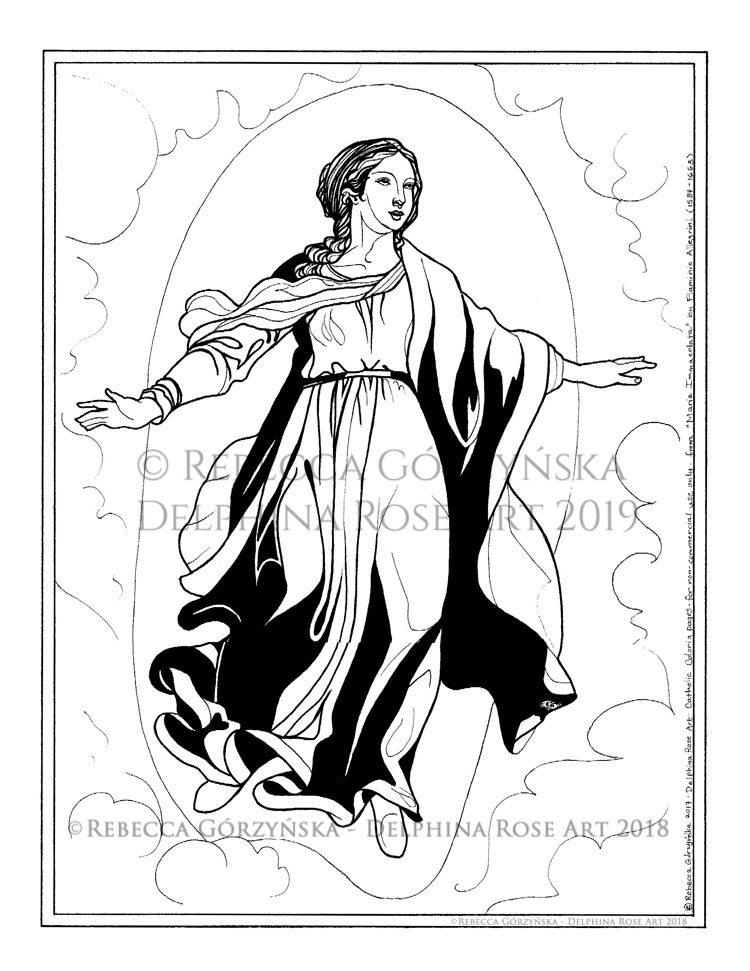 line art coloring page Immaculate Conception