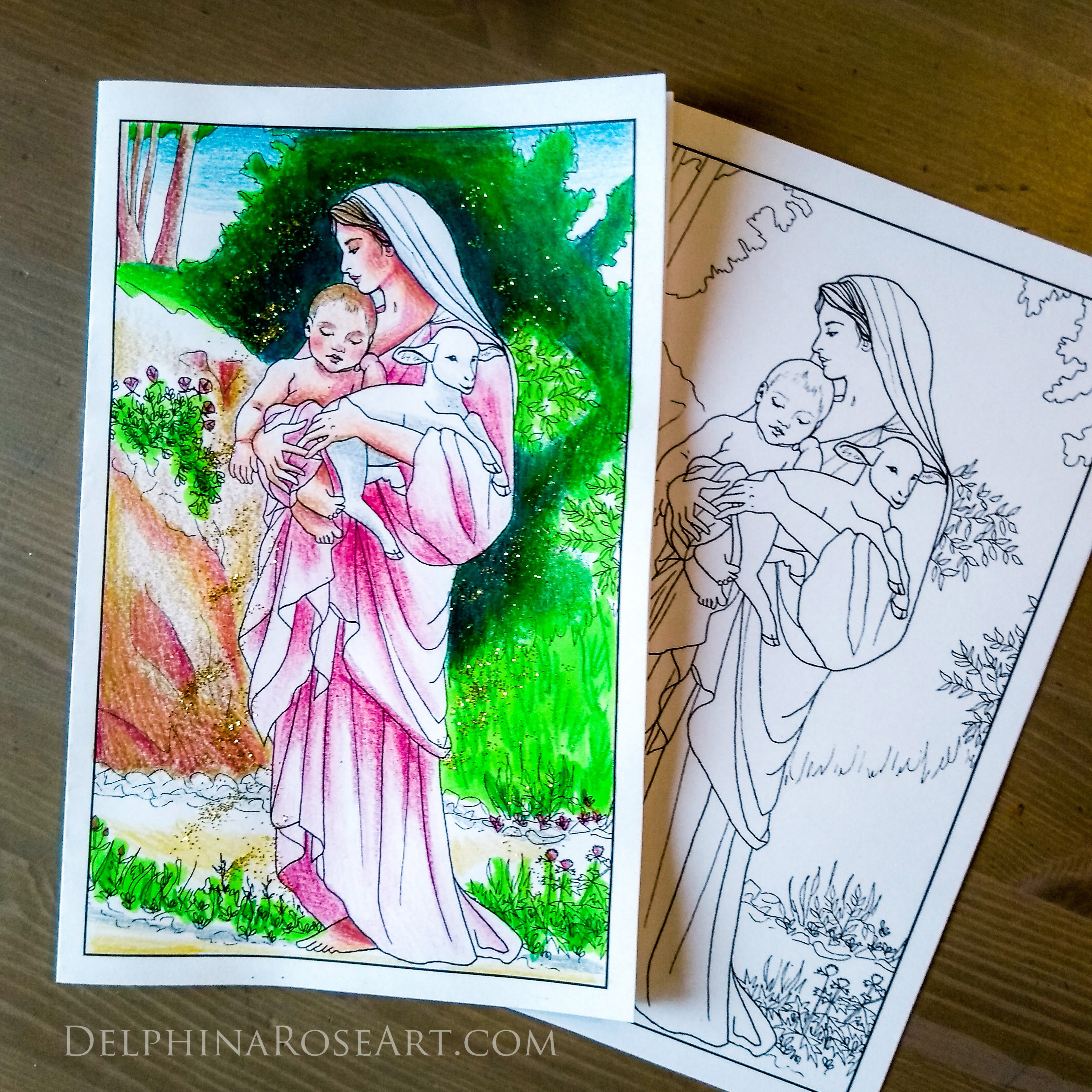 Christmas coloring card - Bouguereau Innocence