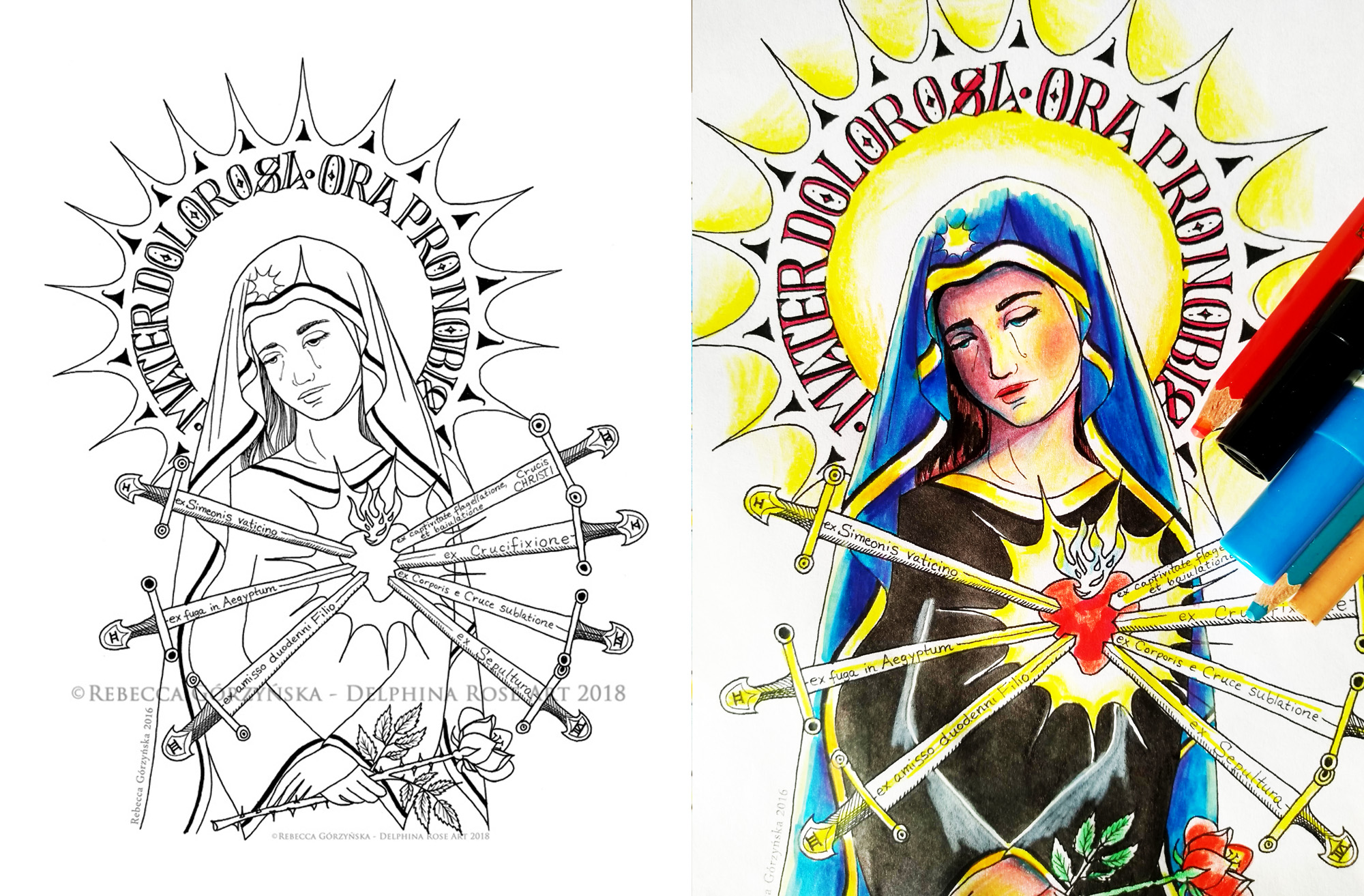 Our lady of Sorrows coloring page