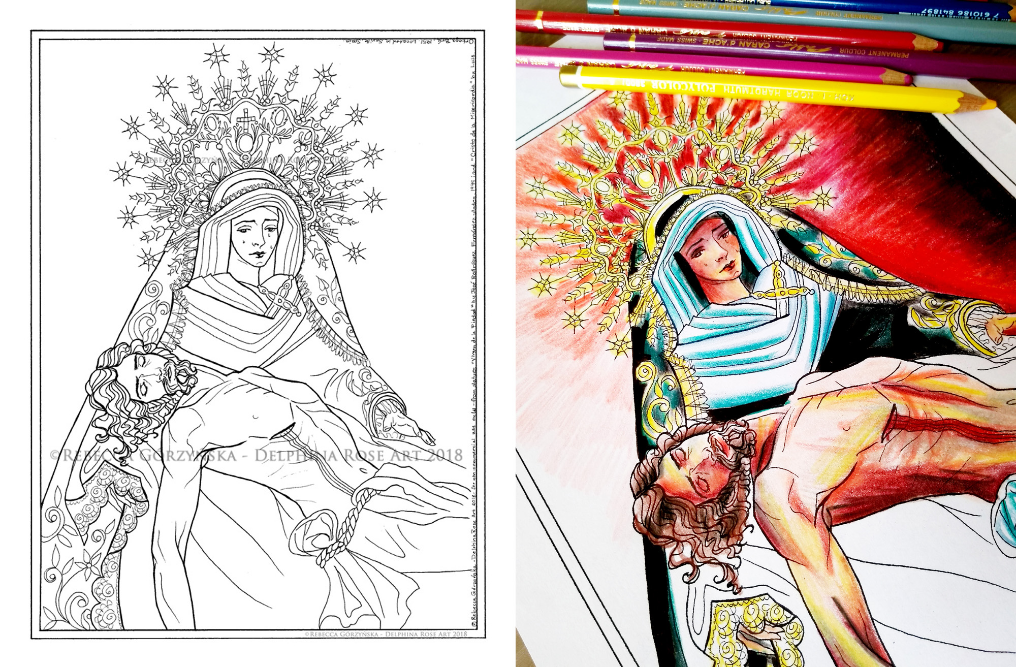 Spanish Pieta coloring page