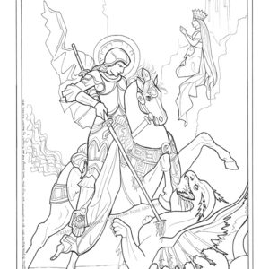 line art coloring page Saint George