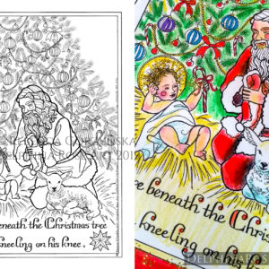 kneeling santa coloring page