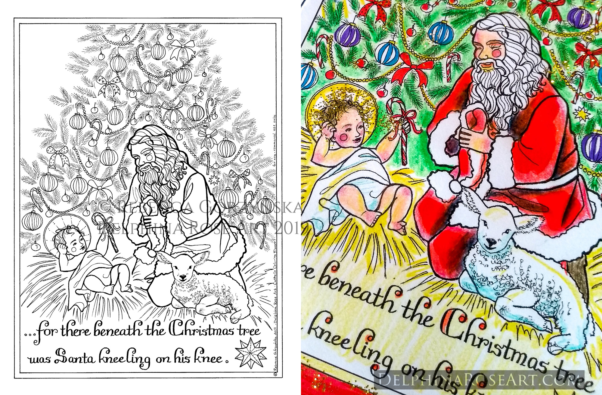 kneeling santa coloring page