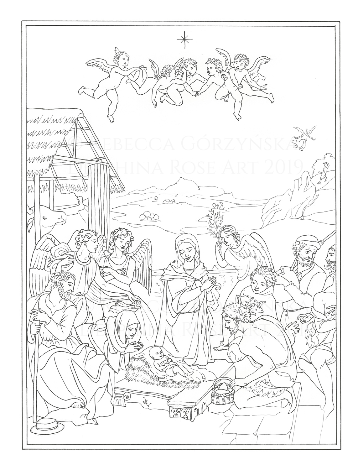 Adoration of the Shepherds - coloring page - Image 2