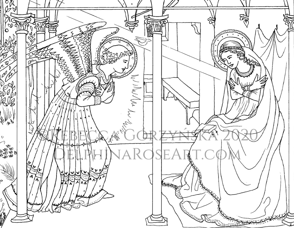 Fra Angelico Annunciation coloring page