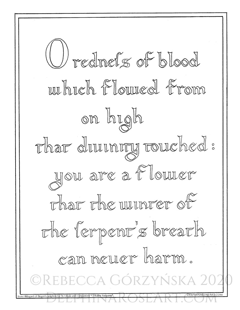O Rubor Sanguinis chant - PDF calligraphy coloring page