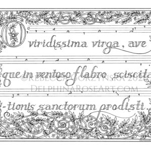O Viridissima Virga chant - PDF calligraphy coloring page