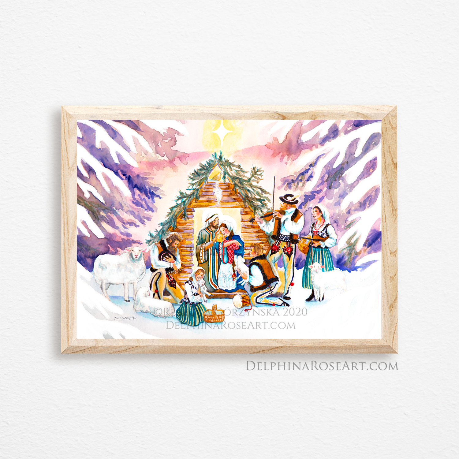 Adoration of the Shepherds print in frame, small