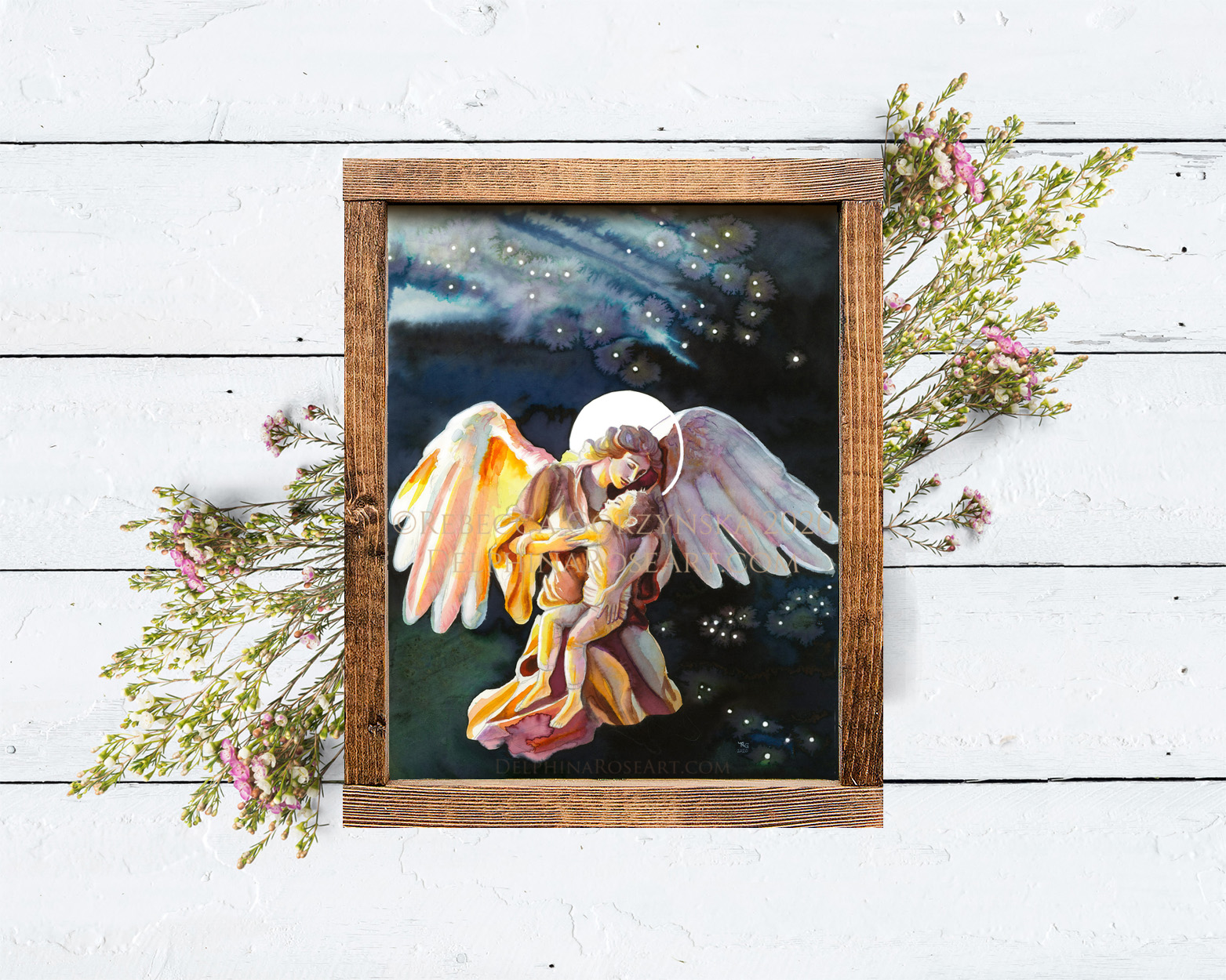 Guardian Angel holding sleeping boy print