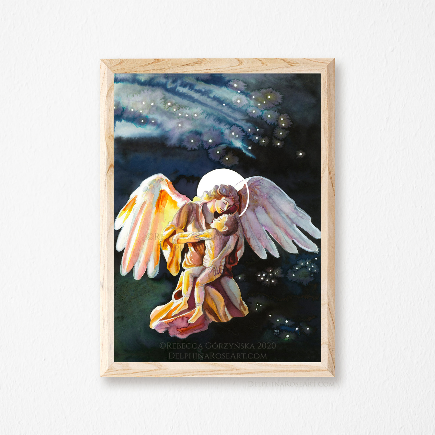 Guardian Angel holding sleeping boy print