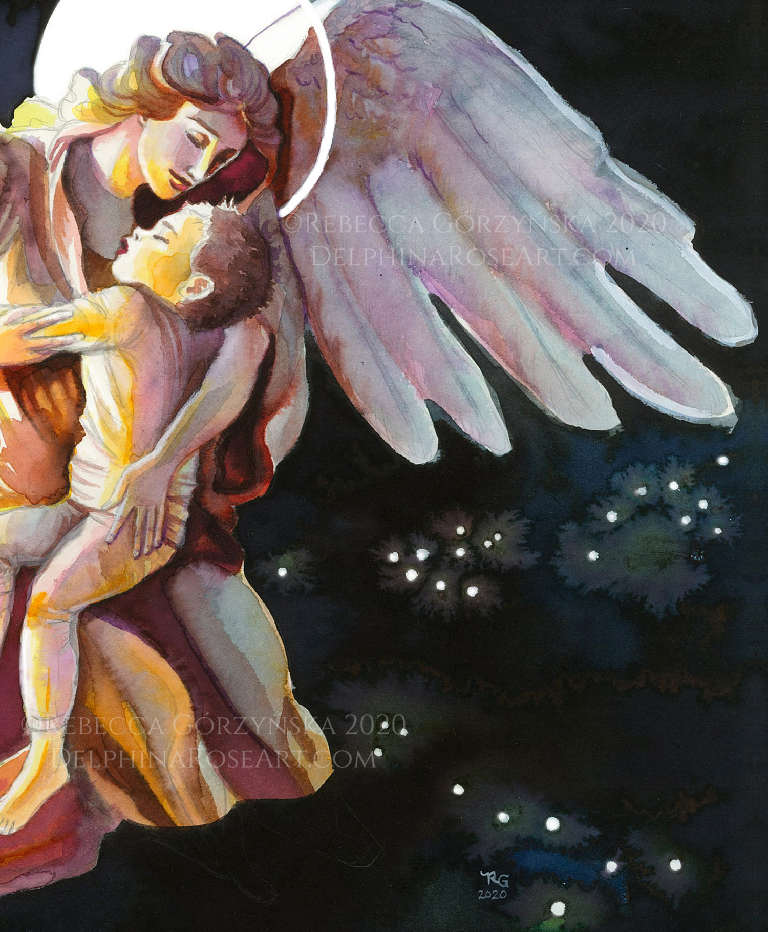 Guardian Angel holding sleeping boy print